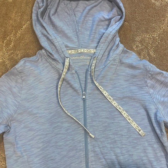 Eddie Bauer light blue zip up hoodie, mid sleeve, size XS - Picture 2 of 7
